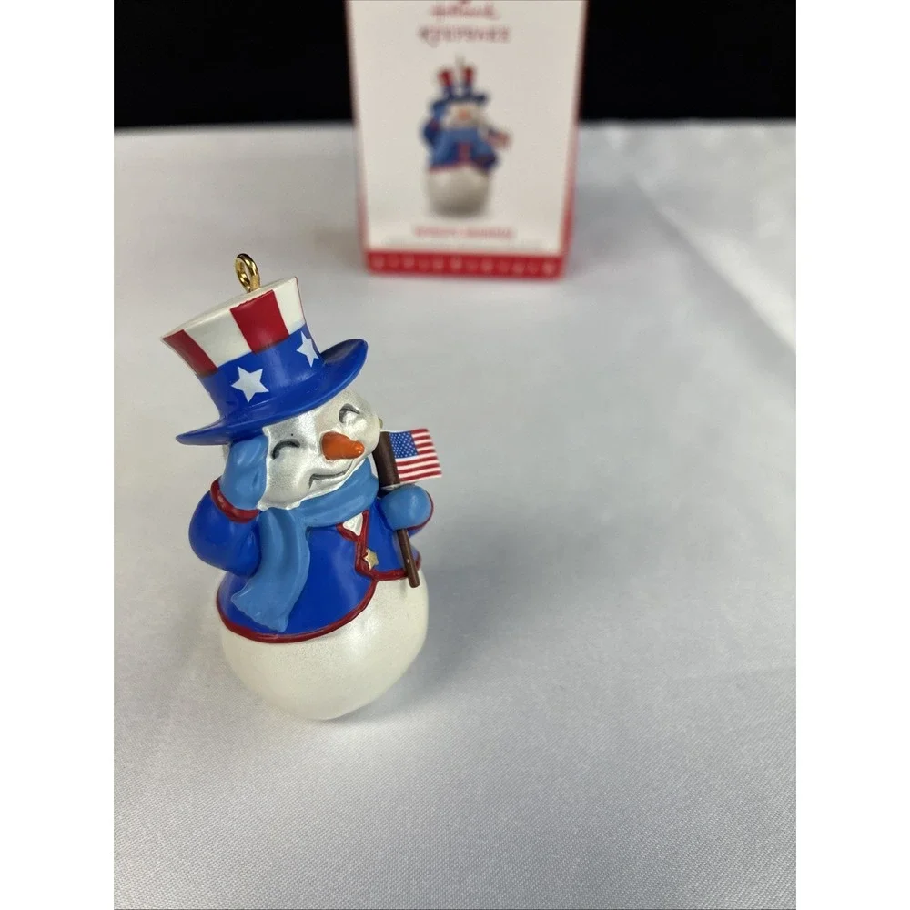 Hallmark Keepsake Ornaments 2017 Flag Folding Peanuts 2016 Patriotic Snowman Set